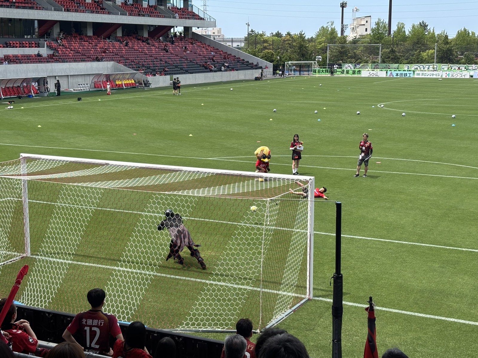 ヤサガラス対決 ヤサガラスがゴールキーパーを務めるPK合戦